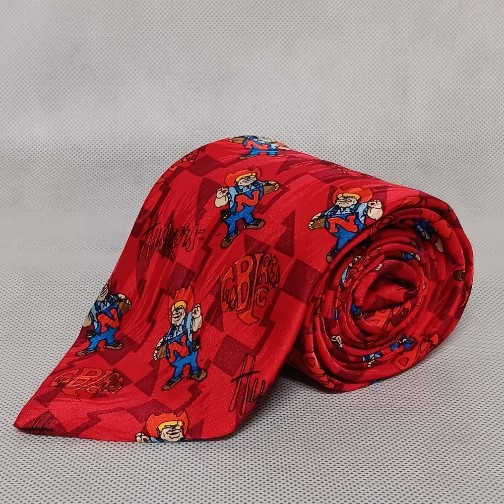 Merge Left Nebraska Cornhuskers Herbie Husker Silk Necktie Red